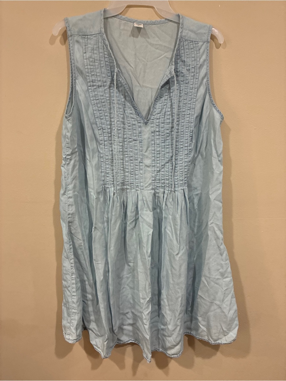 Old Navy Light Blue Sleeveless Pintuck Tunic Dress
